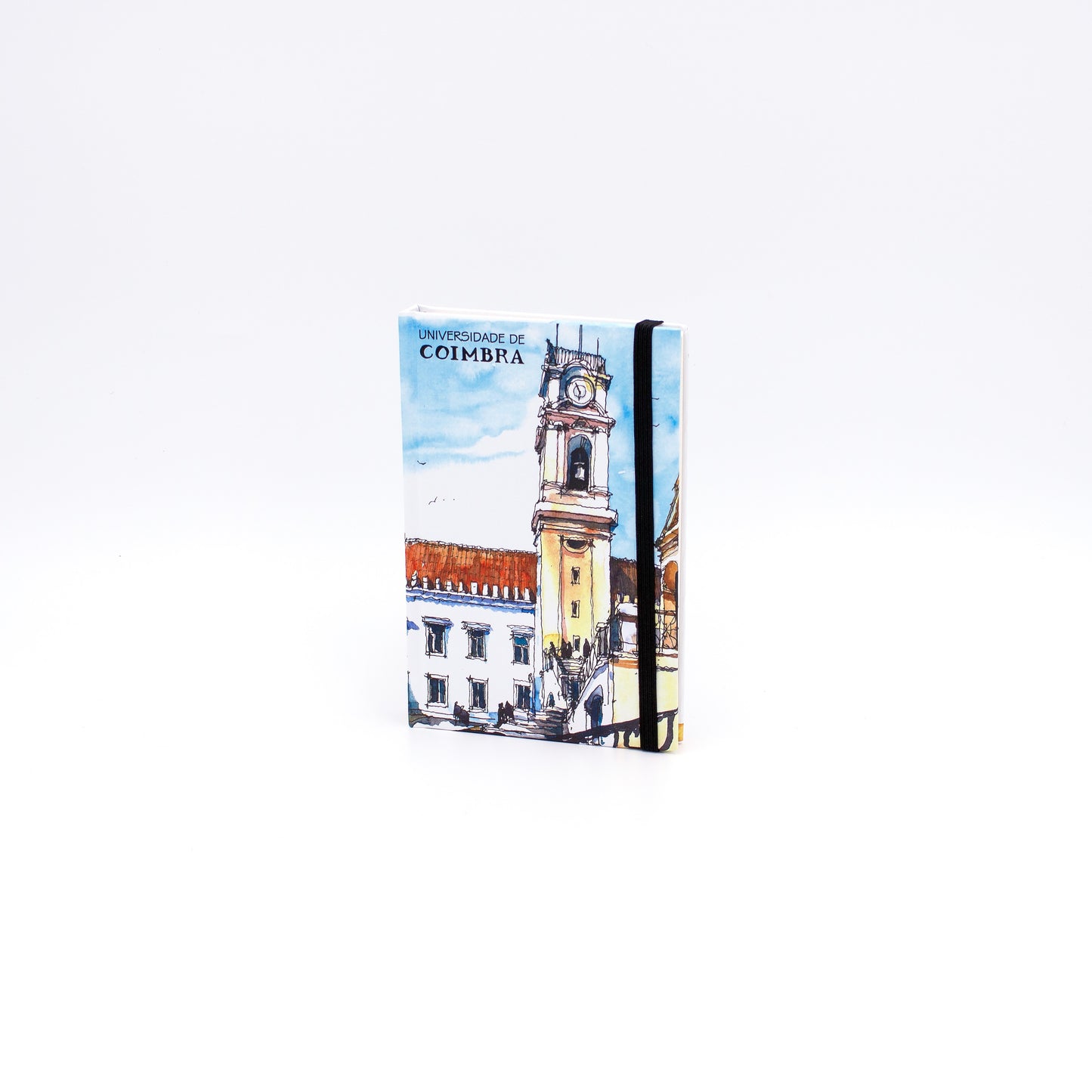 Bloco de Notas A6, com folhas lisas e uma belíssima ilustração da Torre da Universidade de Coimbra, criada pelo talentoso artista Pedro Alves. 