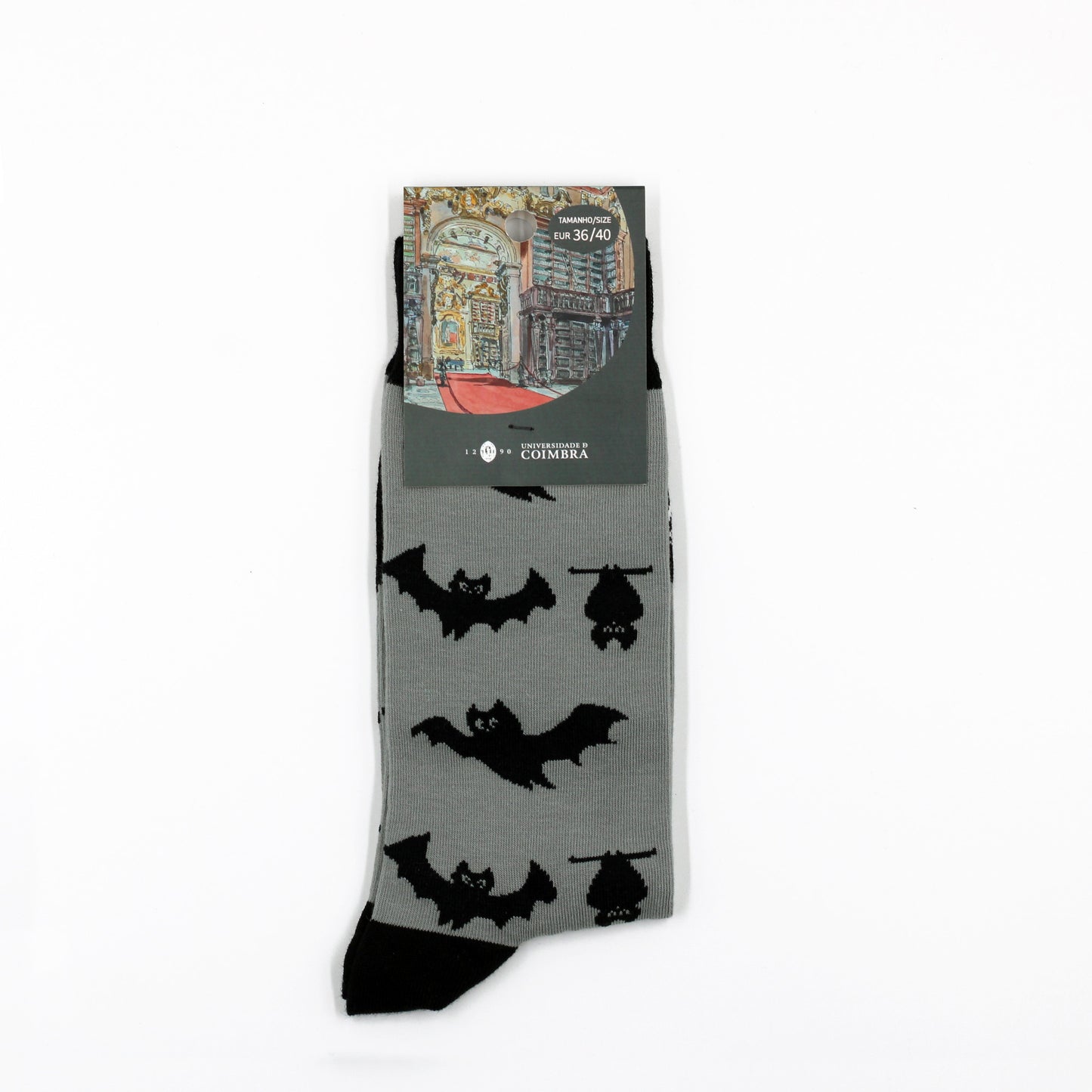 Meias cinzentas com morcegos pretos da universidade de coimbra