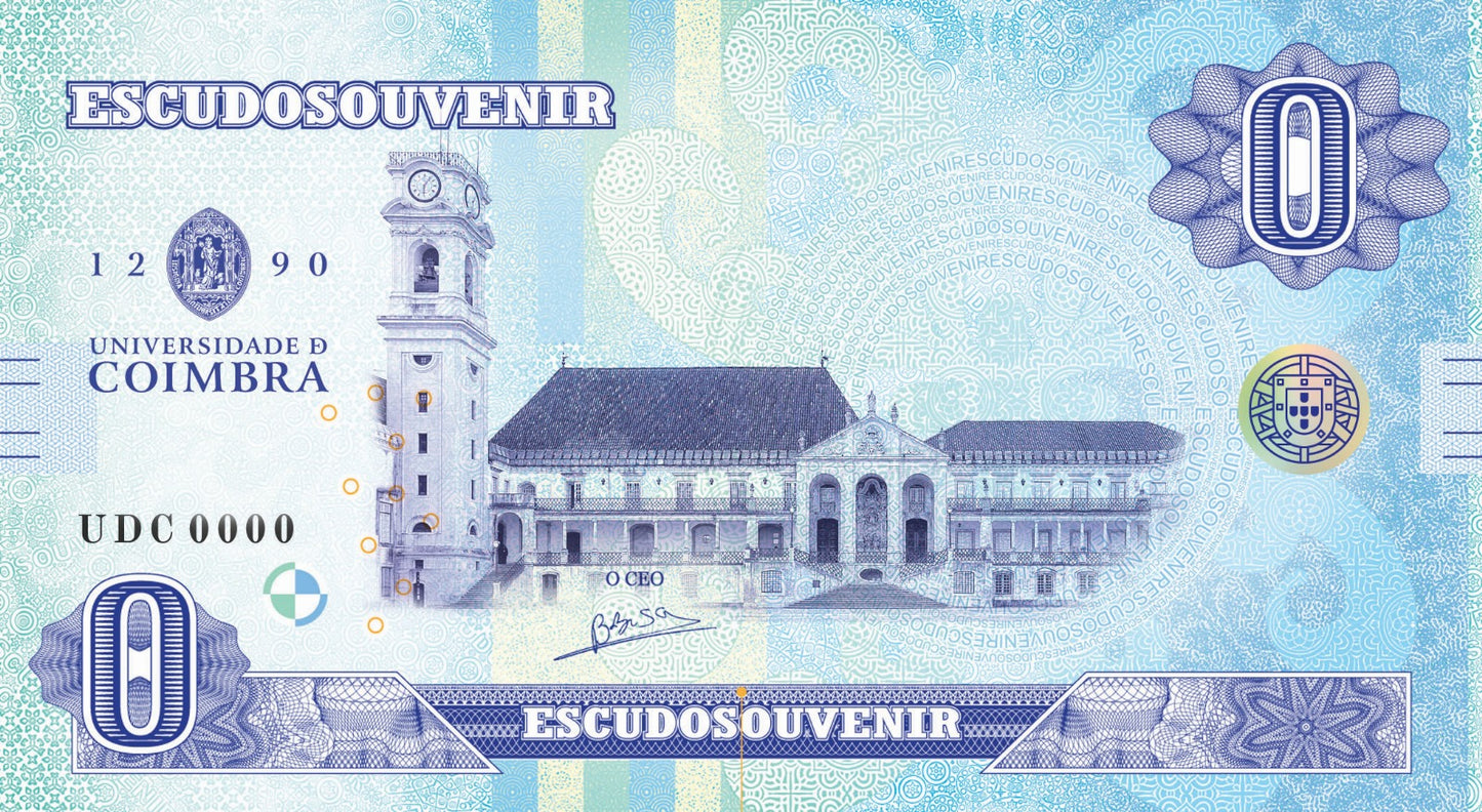 Nota Escudo Souvenir Universidade de Coimbra