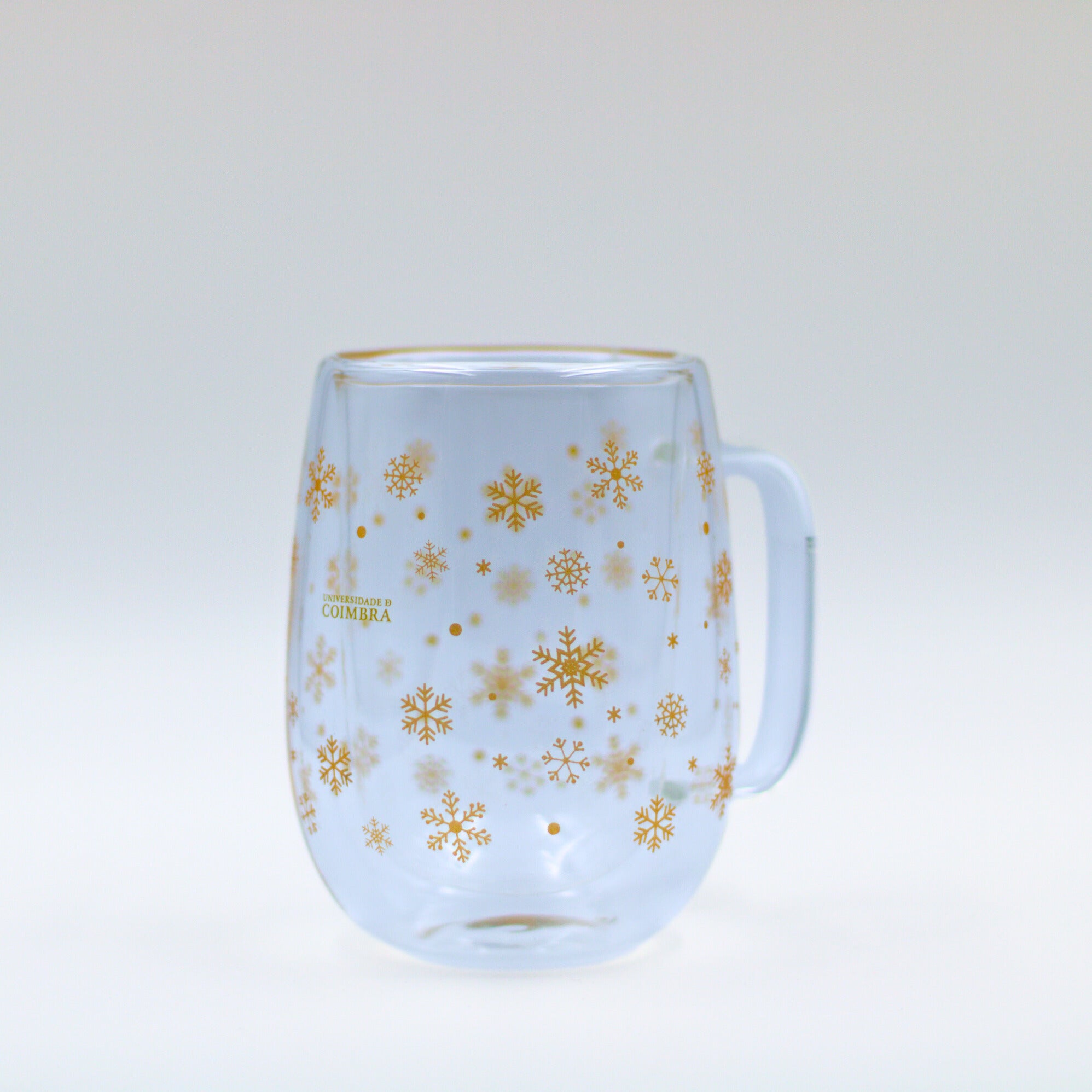 Caneca de Vidro Flocos de Neve Universidade de Coimbra