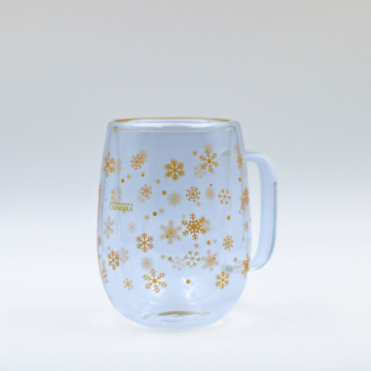 Caneca de Vidro Flocos de Neve Universidade de Coimbra