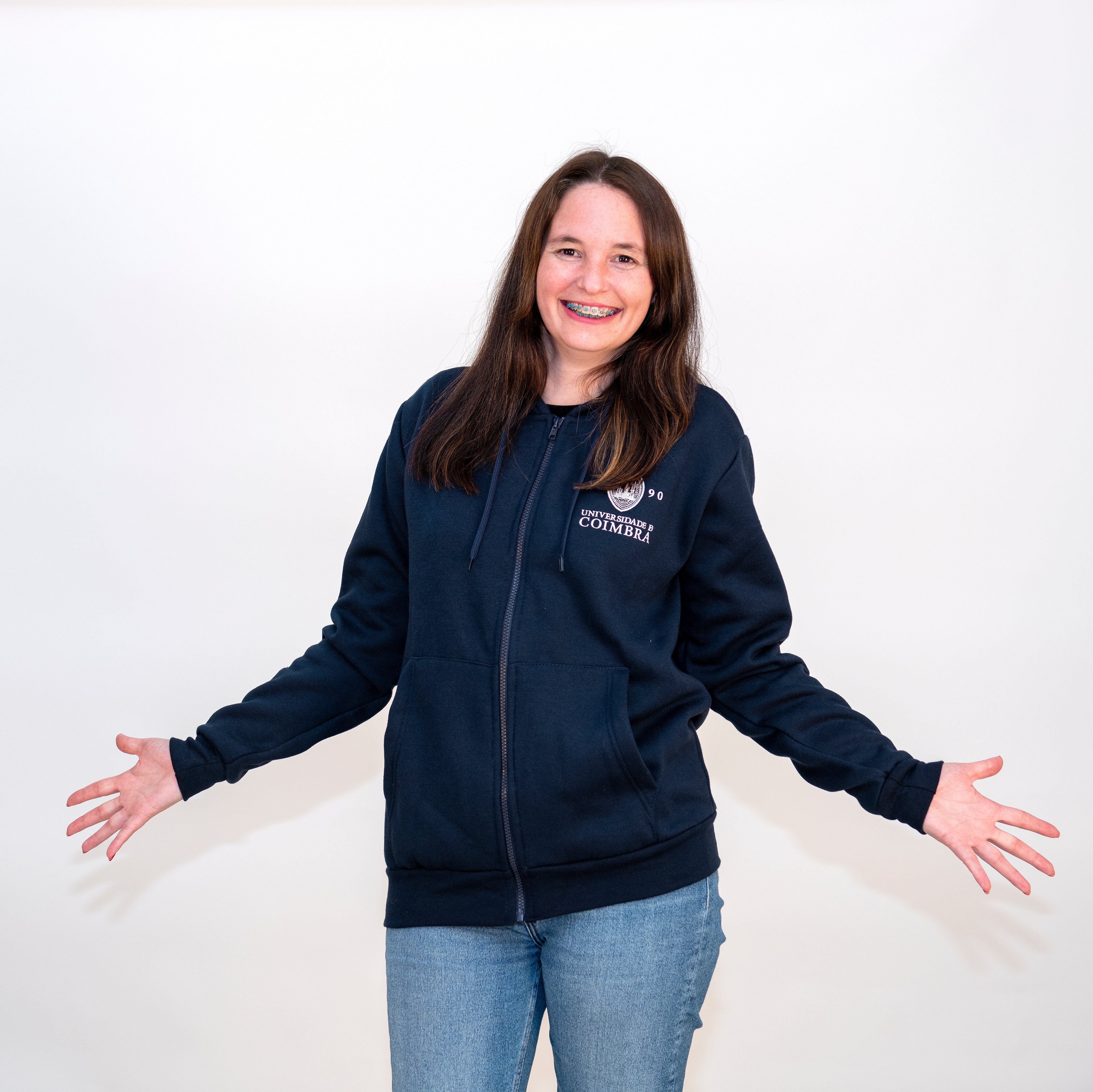 Casaco com Capuz com Logotipo da Universidade de Coimbra Azul