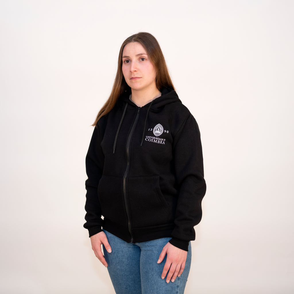 Casaco com Capuz com Logotipo da Universidade de Coimbra Preto
