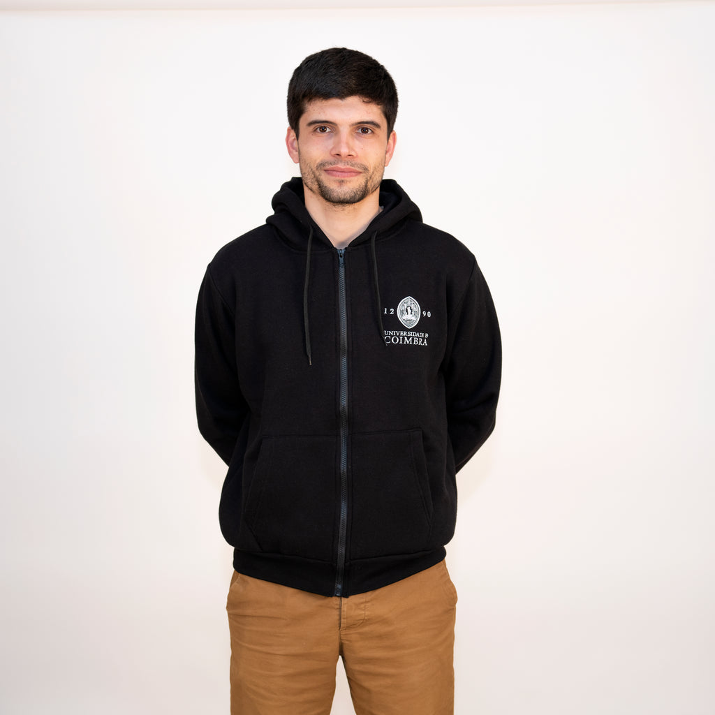 Casaco com Capuz com Logotipo da Universidade de Coimbra Preto