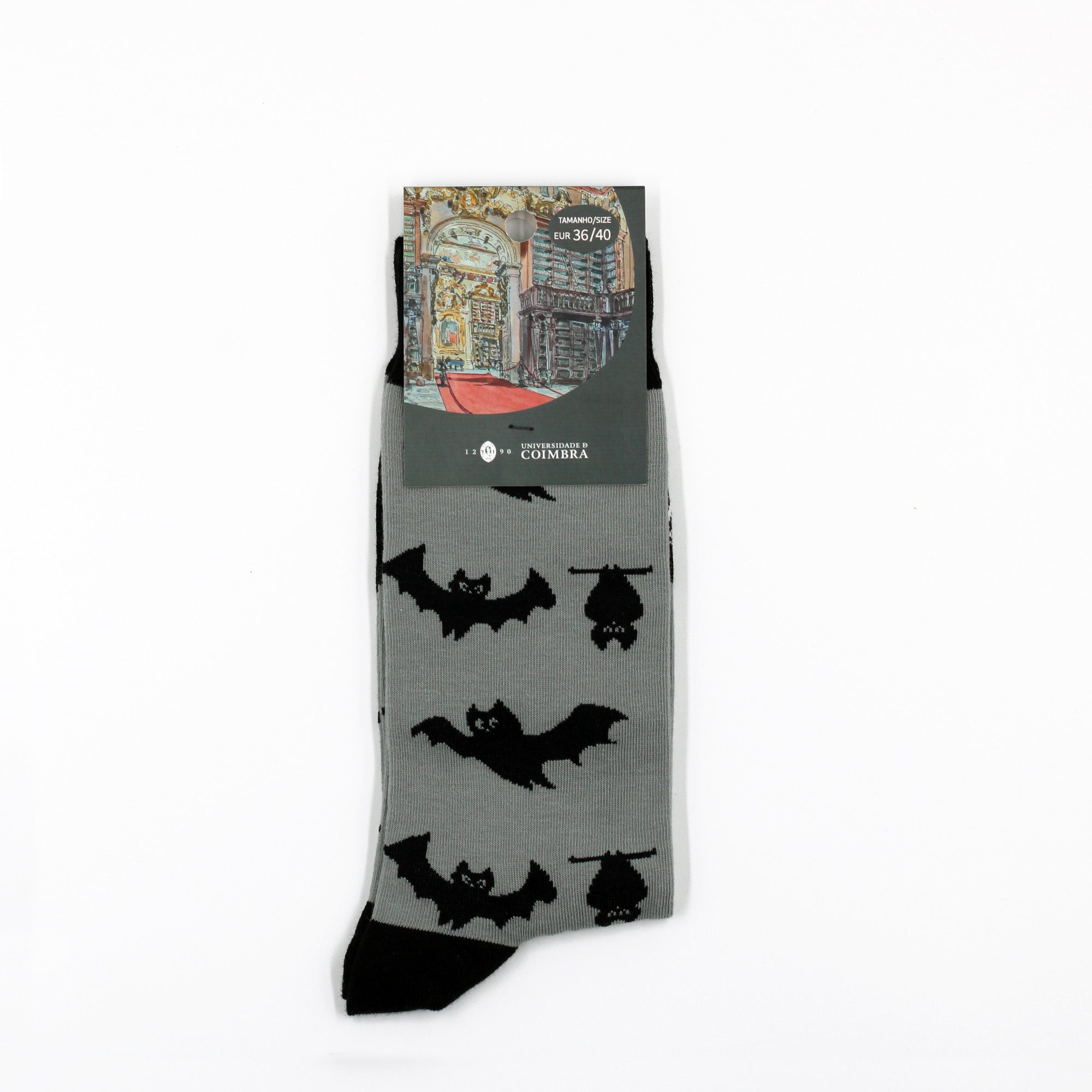 Meias cinzentas com morcegos pretos da universidade de coimbra