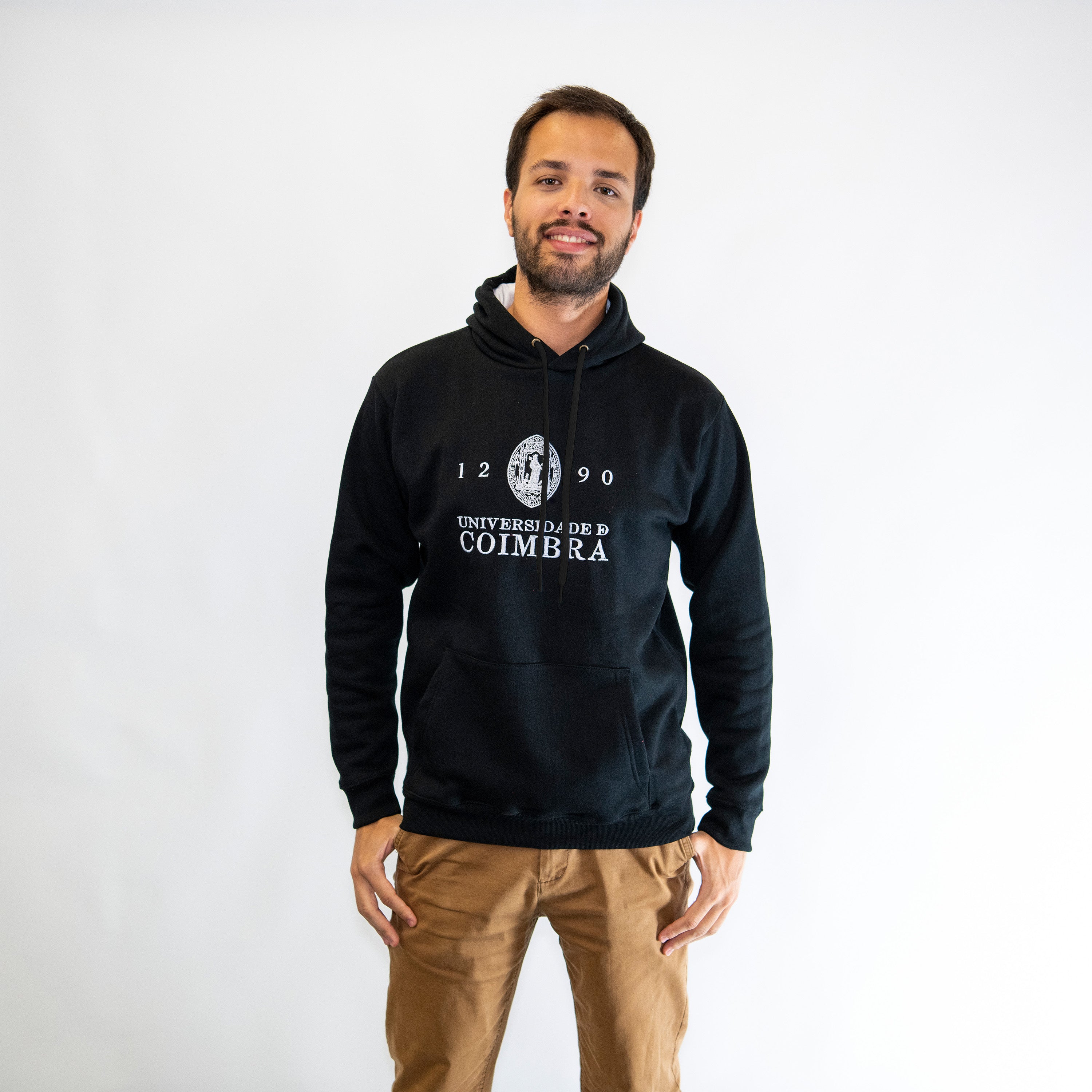 Sweatshirt com Capuz da Universidade de Coimbra Preta