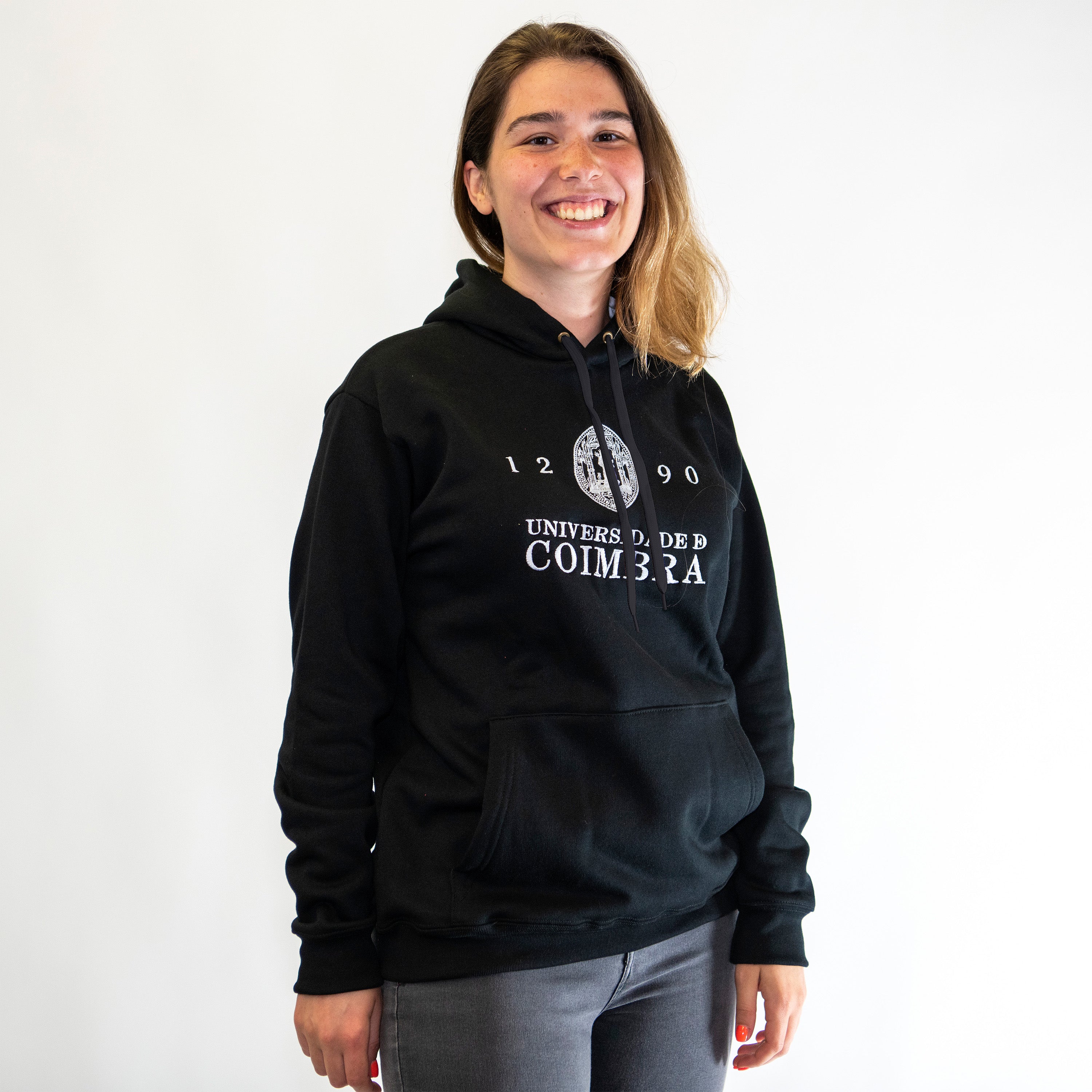 Sweatshirt com Capuz da Universidade de Coimbra Preta