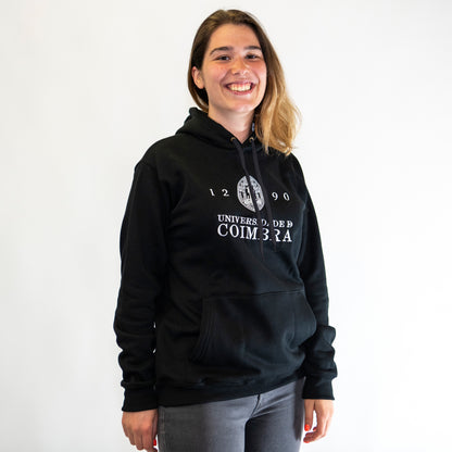 Sweatshirt com Capuz da Universidade de Coimbra Preta