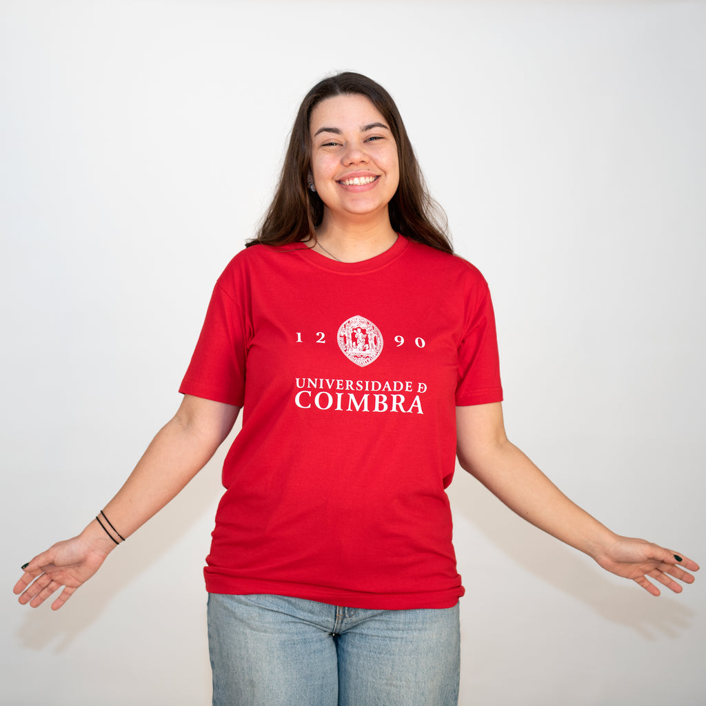 T-Shirt com Logotipo da Universidade de Coimbra Vermelho