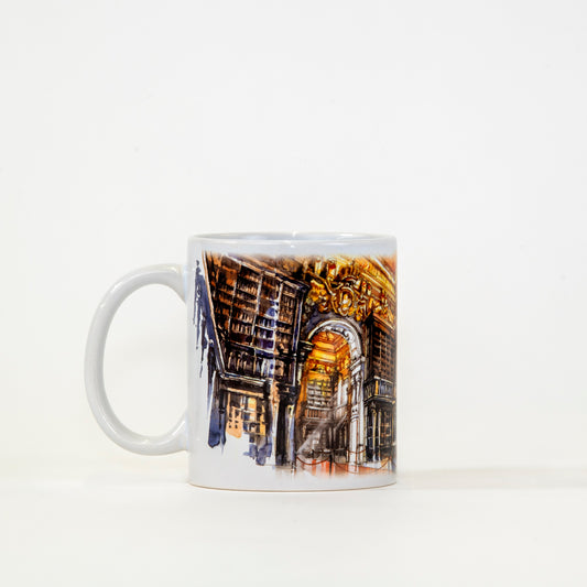 Caneca de Cerâmica com desenho da Biblioteca Joanina, por João Abel Mota 