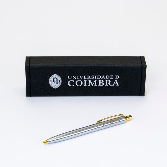Esferográfica Premium Cinza Universidade de Coimbra